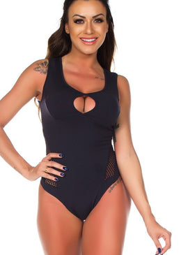 Body com Tela Dily Modas Body com detalhe em tela na frente e nas costas deixando a peça mais moderna e estilosa para você arrasar dentro e fora da academia,...