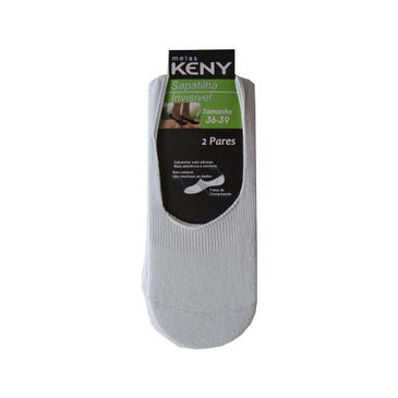 Meia Sapatilha Invisível  36 a 39 - Kit com 2 Pares A Meia Sapatilha Invisível Keny, combina para usar com sapatos baixos como: Tênis sapatênis e mocassins. Possui calcanhar com silicone e faixa de compressão dando...