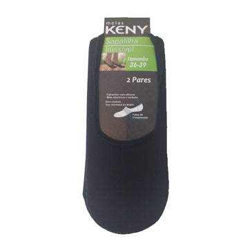 Meia Sapatilha Invisível  36 a 39 - Kit com 2 Pares A Meia Sapatilha Invisível Keny, combina para usar com sapatos baixos como: Tênis sapatênis e mocassins. Possui calcanhar com silicone e faixa de compressão dando...