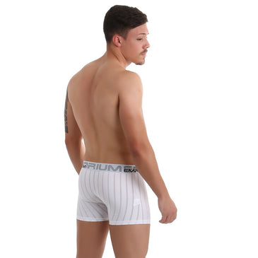 Cueca Boxer Elástico 35mm com forro duplo | Box Estilo *Elástico Exposto de 35mm *Forro duplo em algodão *Microfibra de Poliéster Listradinha (muito confortavel) *Acabamentos de primeira Modelos vestem o tamanho M. tamanhos aproximados M...