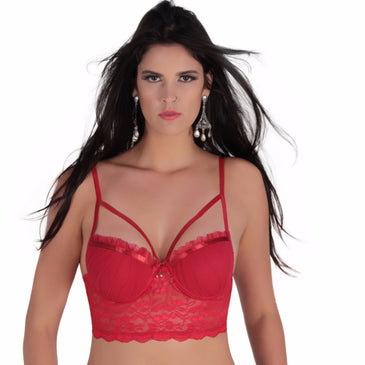 Sutiã Cropped Luna Sutiã Cropped com Strappy Luana.Pala em renda, com strappy, fecho nas costas com bojo e fita de cetim Ideal para aparecer em seu look.Mulher moderna