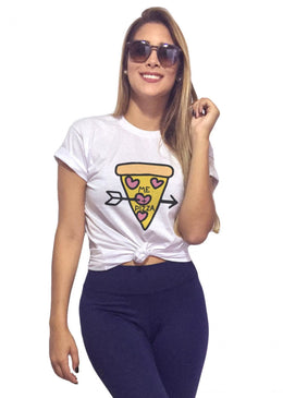 T-Shirt Joss Pizza T-Shirt Feminina Pizza com Caimento Reto e Gola Careca.-INFORMAÇÕES: Modelo: 1505TshirtFemBrancCor: BrancoComposição: 100% AlgodãoLavagem: lavar a mão ou máquina, não alvejar, não secar em tambor, não...
