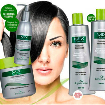 LINHA MIX 17 ERVAS FORTALEÇA SEUS CABELOS COM 17 EXTRATOS VEGETAIS CHEGA DE FIOS QUEBRADIÇOS E OPACOS Promove verdadeiro tratamento da raíz às pontas. A presença de 17... 