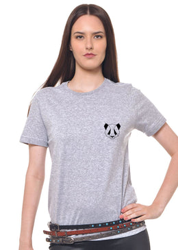 Camiseta Cinza Mescla Estampada Feminina Joss , Caimento Reto E Solto.- - Cor: Cinza-Mescla - - Composição: 100 % Algodão - Lavagem: Lavar A Mão... 