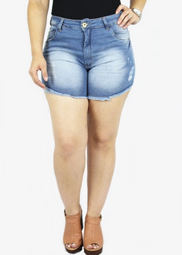 Shorts Dinho's Jeans Delavê Meia CoxaModa FemininaCintura Alta 97% Algodão 3% ElastanoBolso Antifurto :Porta cartão de credito ,Dinheiro Etc... 