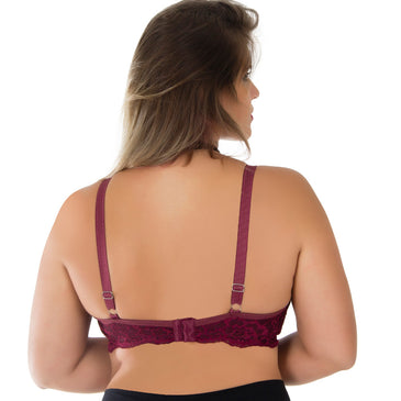   Sutiã Plus Size Strappy Bra Duas Tiras com Bojo Modelo todo trabalho em Renda, com elástico na parte inferior das palas e hastes de... 
