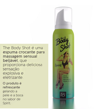 Body Shot Spirit - Espuma Crocante para Massagem Sensual Beijável 166ml - Sexy Hot -Tenha deliciosas sensações explosivas e eletrizantes na pele com o mais... 