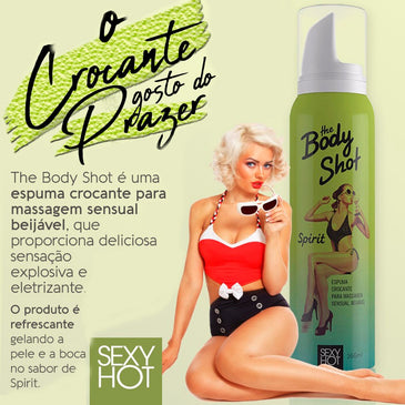 Body Shot Spirit - Espuma Crocante para Massagem Sensual Beijável 166ml - Sexy Hot -Tenha deliciosas sensações explosivas e eletrizantes na pele com o mais... 