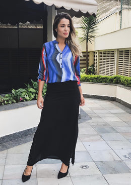 SAIA EM TECIDO SUPER LEVE, ELEGANTE E CONFORTÁVEL.FENDA LATERAL E FORRO INTERNO.PEÇA PARA O DIA A DIA, FICA BOA COM T-SHIRT PARA UM LOOK MAIS... 