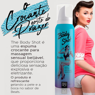 Body Shot bBeats - Espuma Crocante para Massagem Sensual Beijável 166ml - Sexy Hot -Tenha deliciosas sensações explosivas e eletrizantes na pele com o mais... 