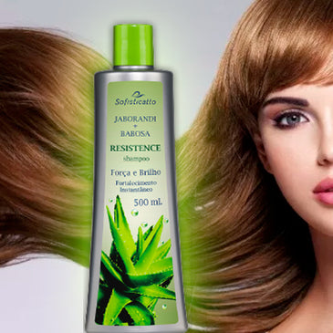 Shampoo Resistence Jaborandi + Babosa 500ml A junção da aloe vera (o nome cientifico da babosa) fortalece os fios, enquanto a presença do jaborandi auxilia no... 