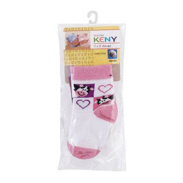 A Meia Infantil Keny veste os pés dos bebês com carinho.63% Algodão, 31% Poliamida, 02% Elastodieno, 02% Elastano, 02% Outras Fibras, Estampas Sortidas, Tamanho 0... 