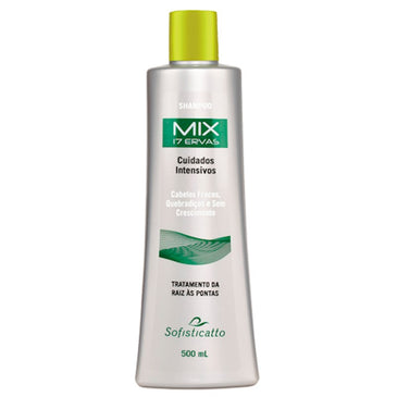 SHAMPOO LINHA MIX 17 ERVAS SOFISTICATTO FORTALEÇA SEUS CABELOS COM 17 EXTRATOS VEGETAIS CHEGA DE FIOS QUEBRADIÇOS E OPACOS Promove verdadeiro tratamento da raiz às pontas. A presença... 