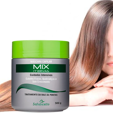 MÁSCARA CAPILAR LINHA MIX 17 ERVAS SOFISTICATTO FORTALEÇA SEUS CABELOS COM 17 EXTRATOS VEGETAIS CHEGA DE FIOS QUEBRADIÇOS E OPACOS Promove verdadeiro tratamento da raiz às pontas. A... 