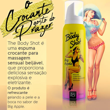 Body Shot Big Apple - Espuma Crocante para Massagem Sensual Beijável 166ml - Sexy Hot - Tenha deliciosas sensações explosivas e eletrizantes na pele com o... 