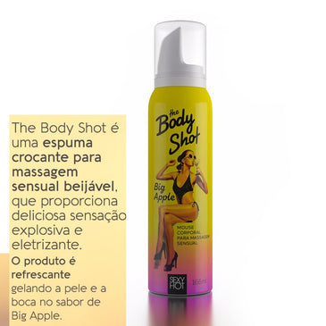 Body Shot Big Apple - Espuma Crocante para Massagem Sensual Beijável 166ml - Sexy Hot - Tenha deliciosas sensações explosivas e eletrizantes na pele com o... 