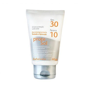 Filtro Solar Protesol Ampla Proteção UVA-UVB 60g Sofisticatto Alta e Ampla Proteção FPS 30 / FPUVA 10 Proteção solar associada a tratamento cosmético. Contém proteínas hidrolisadas do trigo,... 