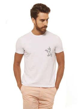 Camiseta Branca Estampada Masculina Joss - F Unicor , caimento reto e solto.- INFORMAÇÕES: Modelo: 4308 - Cor: BRANCA - Composição: 100 % Algodão Lavagem:... 