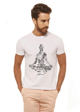 Camiseta Branca Estampada Masculina Joss - Buda Energia , caimento reto e solto.- INFORMAÇÕES: Modelo: 4308 - Cor: BRANCA - Composição: 100 % Algodão Lavagem:... 