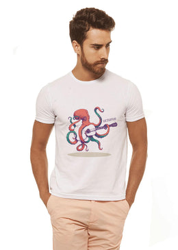 Camiseta Branca Estampada Masculina Joss - Octopus , caimento reto e solto.- INFORMAÇÕES: Modelo: 4308 - Cor: BRANCA - Composição: 100 % Algodão Lavagem: lavar... 