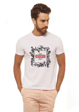 Camiseta Branca Estampada Masculina Joss - Circus Shutter , caimento reto e solto.- INFORMAÇÕES: Modelo: 4308 - Cor: BRANCA - Composição: 100 % Algodão Lavagem:... 