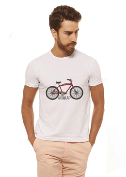 Camiseta Branca Estampada Masculina Joss - Bike , caimento reto e solto.- INFORMAÇÕES: Modelo: 4308 - Cor: BRANCA - Composição: 100 % Algodão Lavagem: lavar... 