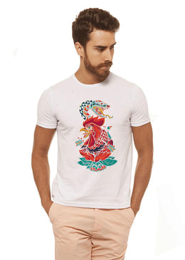 Camiseta Branca Estampada Masculina Joss - Galo E Cobra , caimento reto e solto.- INFORMAÇÕES:  - Cor: BRANCA - Composição: 100 % Algodão Lavagem: lavar... 