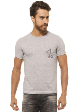 Camiseta Cinza Mescla Estampada Masculina Joss - F Unicor, caimento reto e solto.- INFORMAÇÕES: Modelo: 4308 - Cor: CINZA-MESCLA - Composição: 100 % Algodão Lavagem:... 