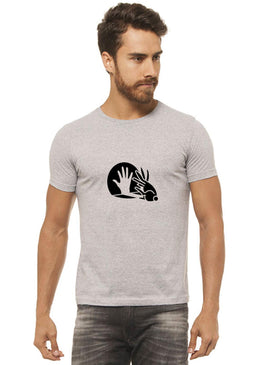 Camiseta Cinza Mescla Estampada Masculina Joss - Estampa Coelho, caimento reto e solto.- INFORMAÇÕES: Modelo: 4308 - Cor: CINZA-MESCLA - Composição: 100 % Algodão Lavagem:... 