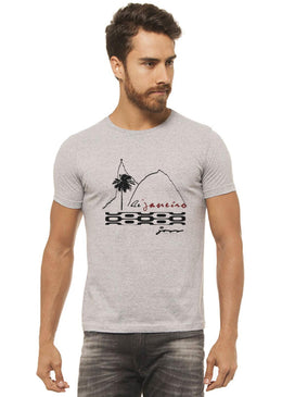 Camiseta Cinza Mescla Estampada Masculina Joss - Pao De Açucar, caimento reto e solto.- INFORMAÇÕES: Modelo: 4308 - Cor: CINZA-MESCLA - Composição: 100 % Algodão... 