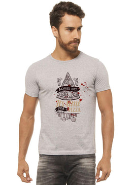 Camiseta Cinza Mescla Estampada Masculina Joss - Always Hot, caimento reto e solto.- INFORMAÇÕES: Modelo: 4308 - Cor: CINZA-MESCLA - Composição: 100 % Algodão Lavagem:... 