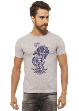 Camiseta Cinza Mescla Estampada Masculina Joss - Gueixa, caimento reto e solto.- INFORMAÇÕES:  - Cor: CINZA-MESCLA - Composição: 100 % Algodão Lavagem: lavar a mão... 