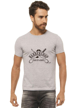 Camiseta Cinza Mescla Estampada Masculina Joss - Barbershop, caimento reto e solto.- INFORMAÇÕES:  - Cor: CINZA-MESCLA - Composição: 100 % Algodão Lavagem: lavar a mão... 