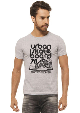 Camiseta Cinza Mescla Estampada Masculina Joss - Urban Skate, caimento reto e solto.- INFORMAÇÕES: Modelo: 4308 - Cor: CINZA-MESCLA - Composição: 100 % Algodão Lavagem:... 