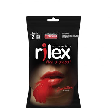 Preservativos Rilex Sensitive, extra fino (20% mais fino), de sensibilidade incomparável. Sensação natural para ele, muito macio e resistente. Liso, lubrificado, com reservatório e eletronicamente testados.Largura nominal: 52mm.... 