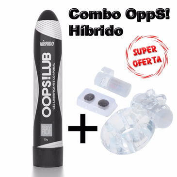 Combo Oops! Lub Híbrido + Anel Peniano C/Micro Vibrador  - Gel Lubrificante Hot - 50g -Oops!Lub também foi pensado para quem gosta de brincar sozinho, sua prática embalagem em... 