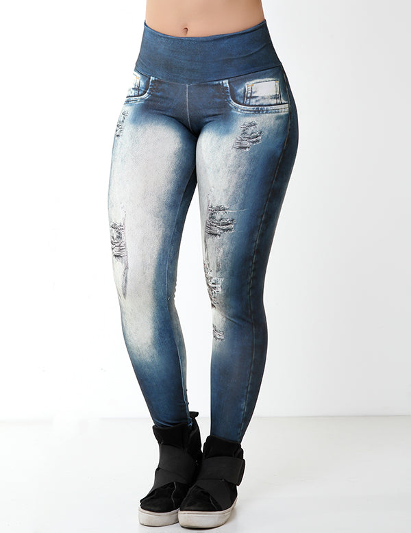 Calça Feminina Legging Jeans Fake em até 10x Sem Juros