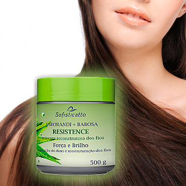 Máscara Reconstrutora dos Fios Jaborandi + Babosa Resistence A junção da aloe vera (o nome cientifico da babosa) fortalece os fios, enquanto a presença do jaborandi... 