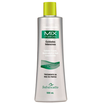 CONDICIONADOR LINHA MIX 17 ERVAS SOFISTICATTO FORTALEÇA SEUS CABELOS COM 17 EXTRATOS VEGETAIS CHEGA DE FIOS QUEBRADIÇOS E OPACOS Promove verdadeiro tratamento da raiz às pontas. A presença... 