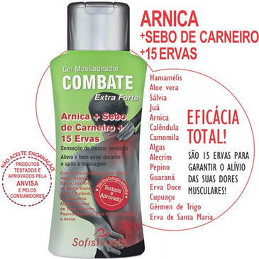 GEL MASSAGEADOR EXTRA FORTE ARNICA+SEBO DE CARNEIRO 15 ERVAS * SENSAÇÃO DE FRESCOR E RELAXAMENTO * ALIVIO E BEM ESTA PARA PERNAS CANSADAS * ALTA CONCENTRAÇÃO DE ATIVOS *... 