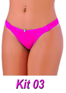 Kit 03 Tangas Fio Apressa !!!! para estar sempre preparada ...Ousada ao mesmo tempo muito sexyCores : Variadas Tamanho : Veste tamanho M no primeiro colchete... 