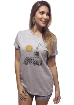 T-Shirt Feminina Escrita Great Offer,com Caimento Reto e Gola Careca.-INFORMAÇÕES: Modelo: 4088TShirtFemCinzaComposição: 100% AlgodãoLavagem: lavar a mão ou máquina, não alvejar, não secar em tambor, não... 