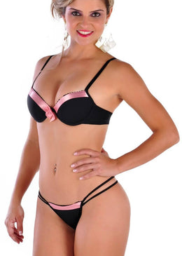 Kit com 3 Conjuntos: tamanhos e cores variadas.Conjunto com sutiã meia taça com com bojo, tanga de tirinhas na lateral, detalhes em fita.Aproveite essa oportunidade... 