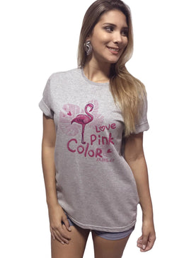 T-Shirt Feminina Escrita Love Pink Color,com Caimento Reto e Gola Careca.-INFORMAÇÕES: Modelo: 4074TShirtFemCinzaComposição: 100% AlgodãoLavagem: lavar a mão ou máquina, não alvejar, não secar em tambor,... 