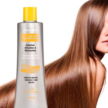 Condicionador Lizz - 500ml Seus cabelos saudáveis Promove a reconstrução dos fios. Proporciona um pentear mais, fácil e diminui a quebra. Fabricante: Sofisticatto 