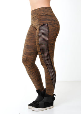 Calças Legging Fitness com tela marrom.Linda calça legging com tela.Perfeita para aquela atividade física. Muito elegante e confortável.Compre agora e fique linda.Composição 92% Poliéster 8%... 