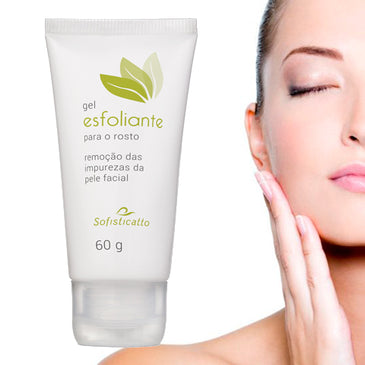 Gel Esfoliante para o Rosto 60g Sofisticatto Indicado para todos tipos de pele. Retira as células mortas, proporcionando limpeza e uniformidade. 