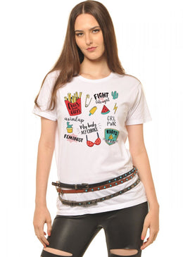 T-Shirt Feminina Fight Like a Girl com Caimento Reto e Gola Careca.-INFORMAÇÕES: Modelo: 6396TshirtFemBrancCor: BrancoComposição: 100% AlgodãoLavagem: lavar a mão ou máquina, não alvejar, não secar... 