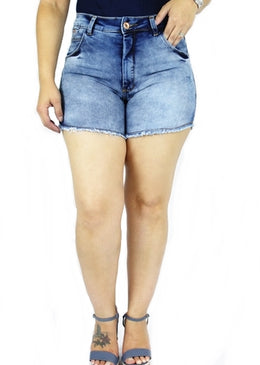 Shorts Dinho's Jeans DelavêModa Feminina Cintura Alta 67% Algodão 30% Poliéster 3% ElastanoBolso Antifurto :Porta cartão de credito ,Dinheiro Etc... 